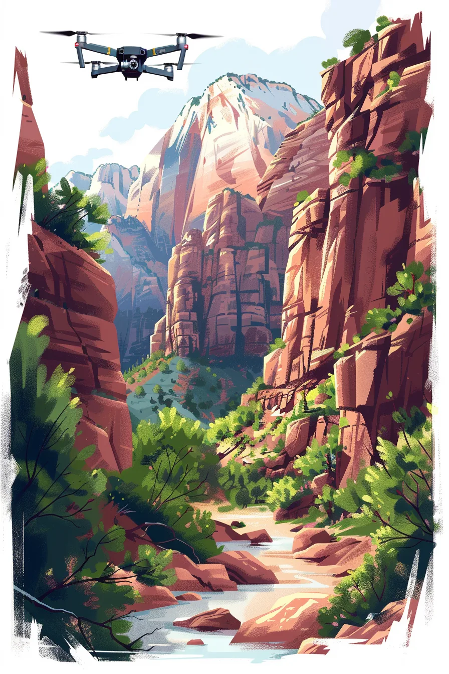 flying drone over national park usa 18