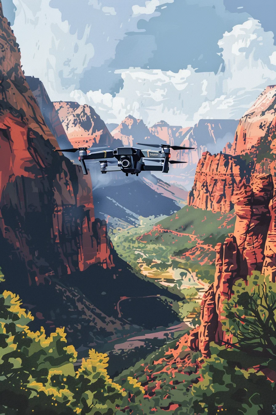 flying drone over national park usa 19