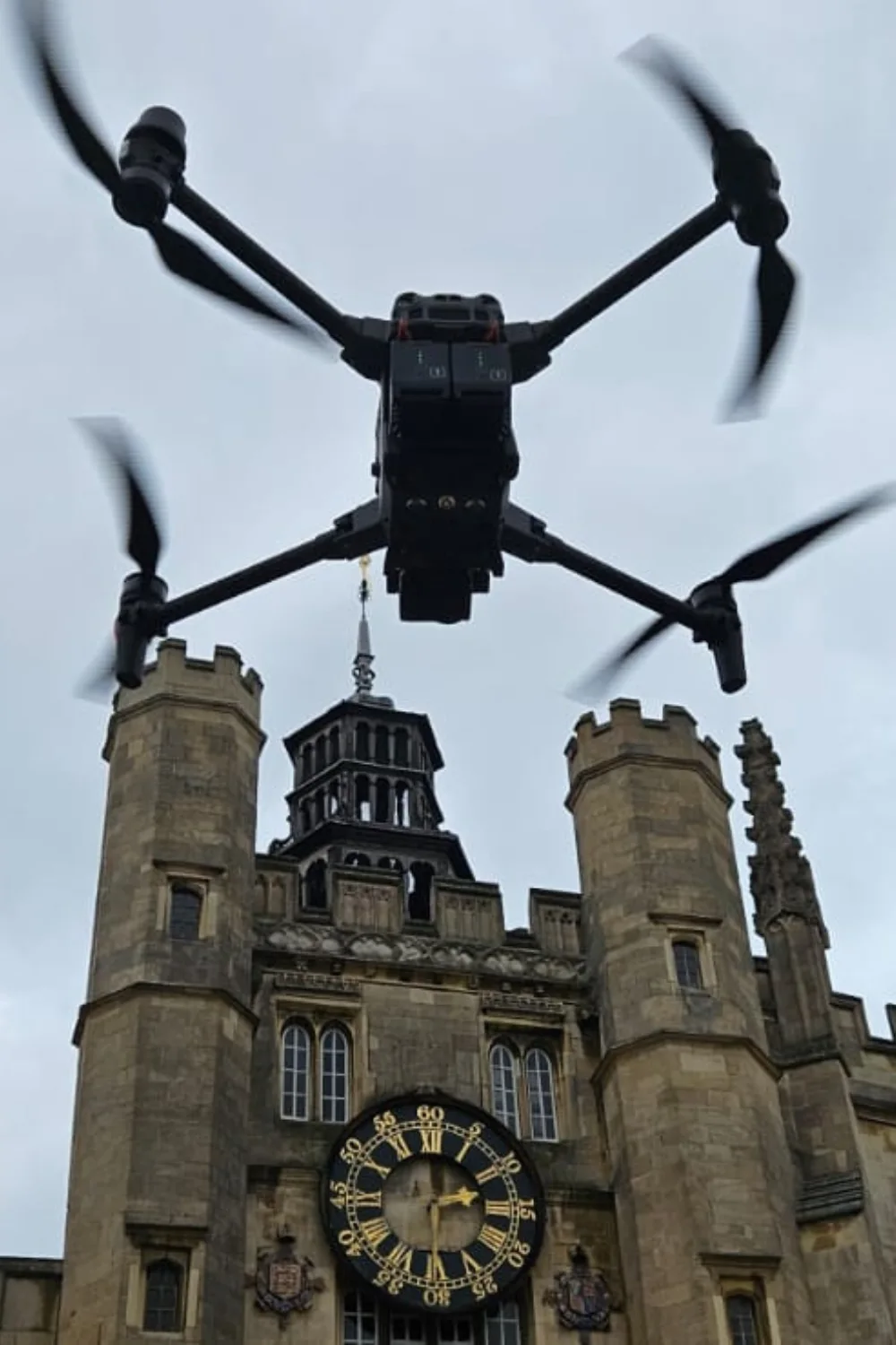 drone taking off for roof survey in cambridge